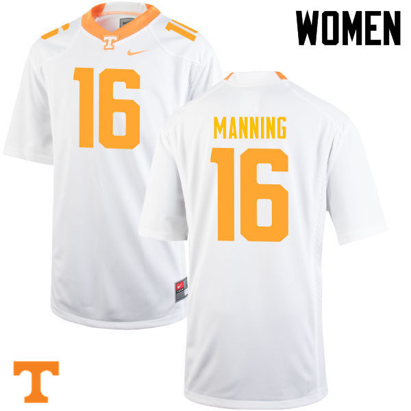 Women #16 Peyton Manning Tennessee Volunteers College Football Jerseys-White